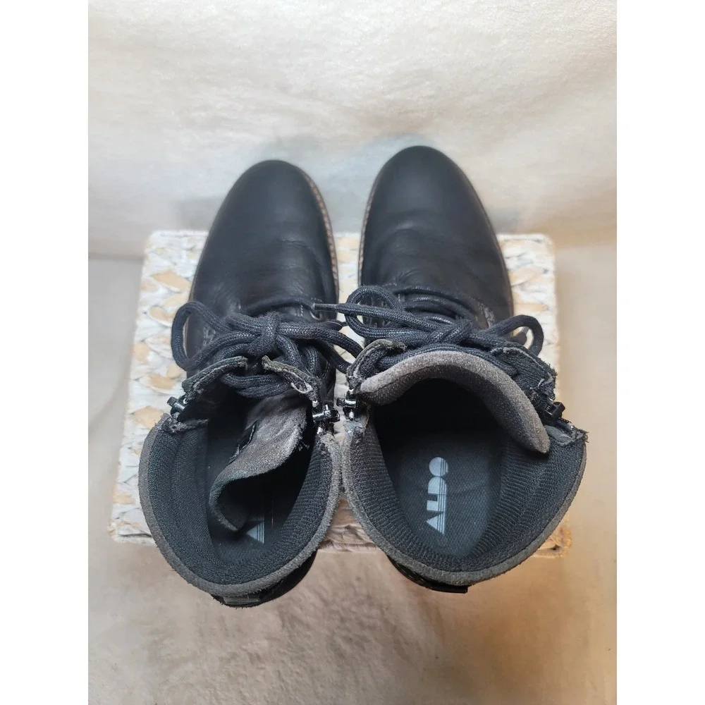 Aldo Urban Minimalist Boots Rustic Farm Preppy Chore Size 8 Mens Black Leather